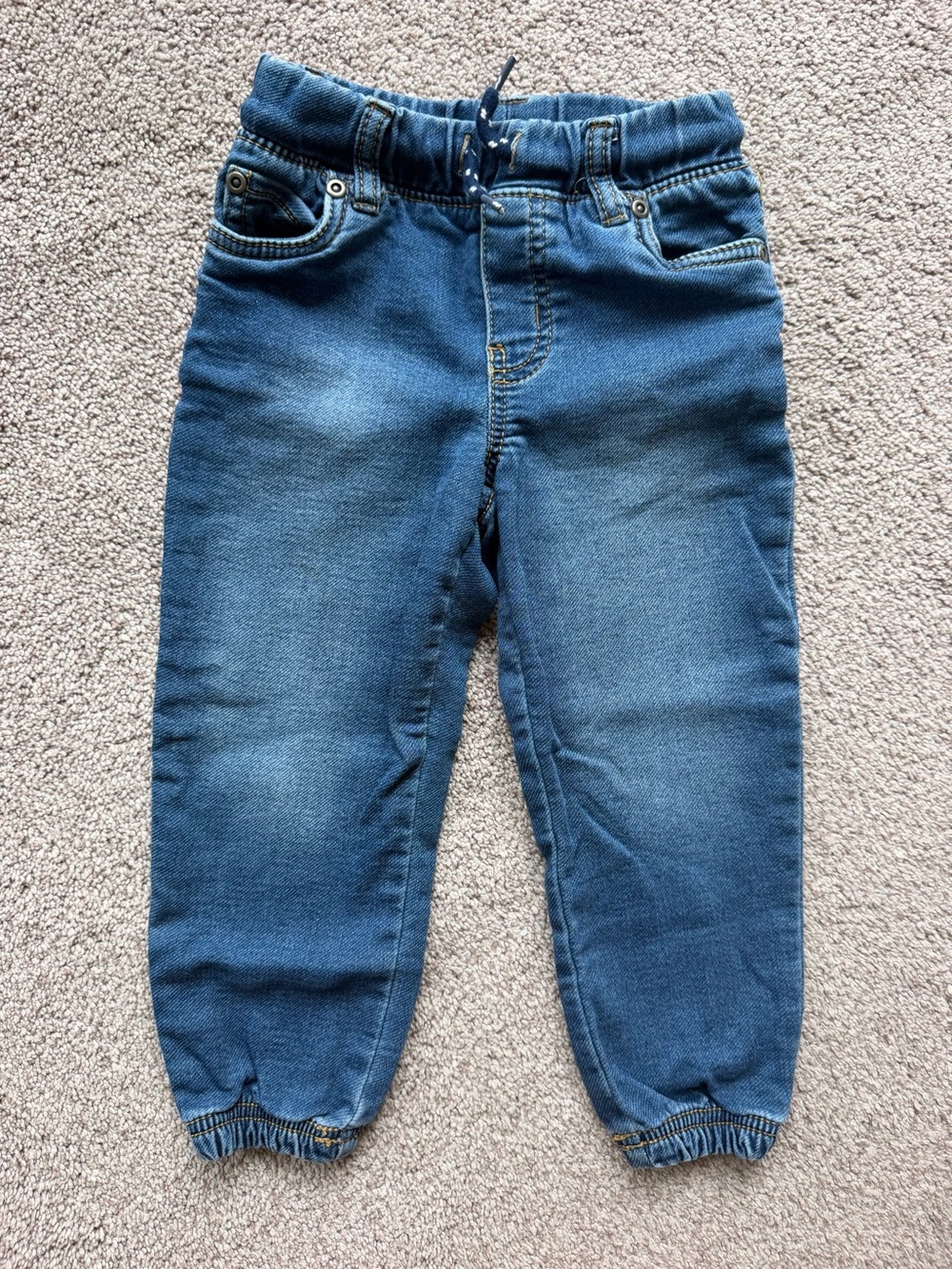 Carter's Medium Blue Elastic-Waist Denim Jogger Pants